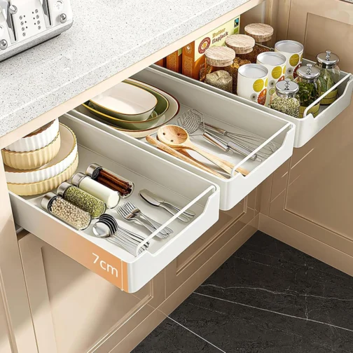 BEMMY Organizador De Prateleiras Deslizantes, Gavetas Removíveis De 40x30cm Serviço Pesado Para Armários, Prateleiras Deslizantes Removíveis E Adesivas Para Cozinha, Quarto, Despensa (1 Pacote) - Imagem 9