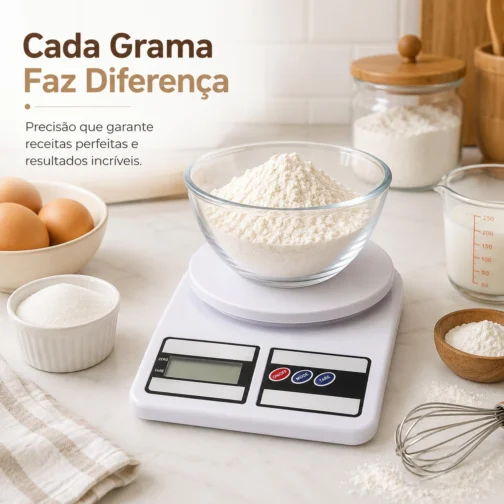 Balança Digital de Cozinha 10kg | Precisão de 1g para Receitas Mais Consistentes | Função Tara para Facilitar o Preparo | Ideal para Confeitaria, Alimentos e Controle de Porções - Imagem 4