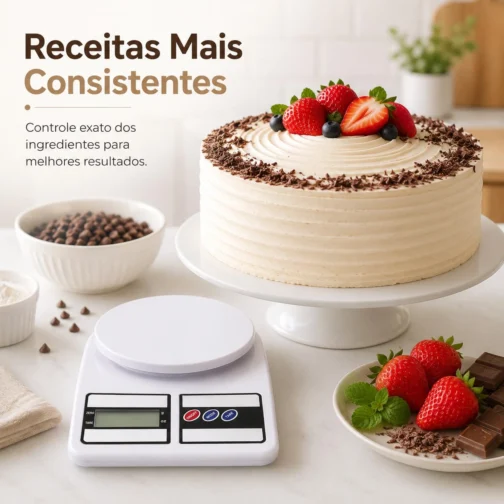Balança Digital de Cozinha 10kg | Precisão de 1g para Receitas Mais Consistentes | Função Tara para Facilitar o Preparo | Ideal para Confeitaria, Alimentos e Controle de Porções - Imagem 5