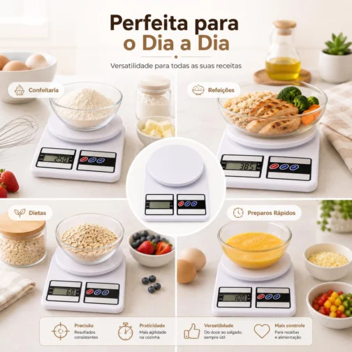 Balança Digital de Cozinha 10kg | Precisão de 1g para Receitas Mais Consistentes | Função Tara para Facilitar o Preparo | Ideal para Confeitaria, Alimentos e Controle de Porções - Imagem 9