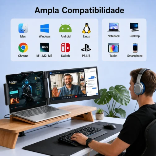 Monitor Portátil 14" FHD USB-C HDMI para Notebook - Imagem 5