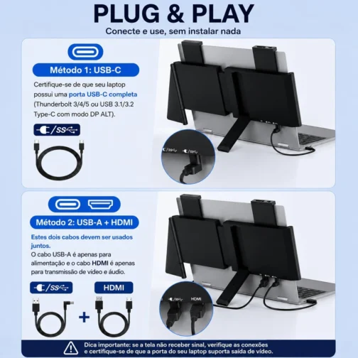 Monitor Portátil 14" FHD USB-C HDMI para Notebook - Imagem 7