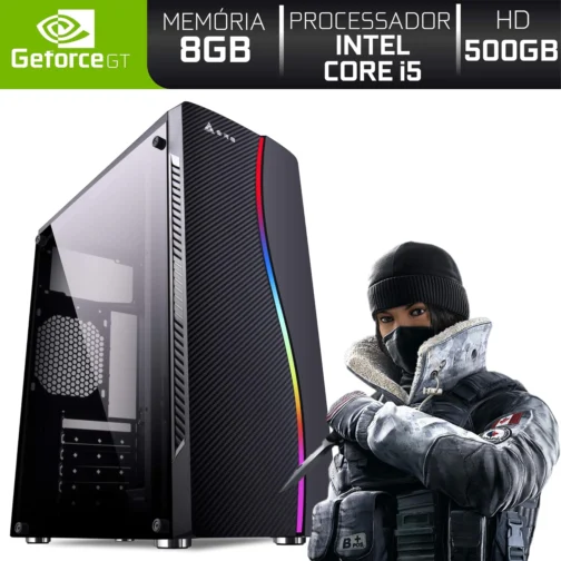 Easypc PC Gamer Intel Core i5 8GB HD 500GB (Nvidia Geforce GT) Light II, Preto - Imagem 3