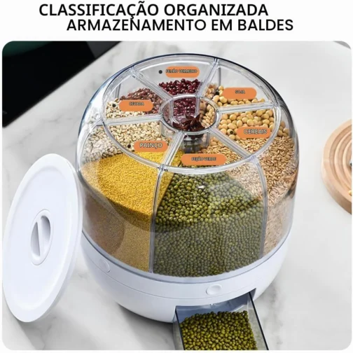 Python Fly - Dispensador de Grãos, 6 Grades, Rotativo, Armazenamento, Cozinha, 23 cm - Imagem 3