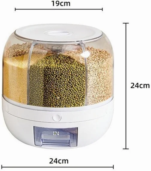 Python Fly - Dispensador de Grãos, 6 Grades, Rotativo, Armazenamento, Cozinha, 23 cm - Imagem 4