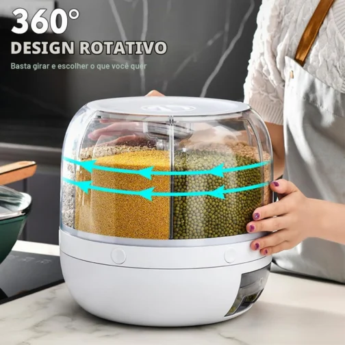 Python Fly - Dispensador de Grãos, 6 Grades, Rotativo, Armazenamento, Cozinha, 23 cm - Imagem 5