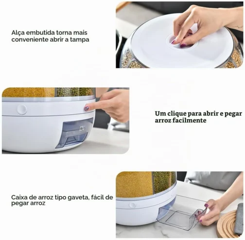 Python Fly - Dispensador de Grãos, 6 Grades, Rotativo, Armazenamento, Cozinha, 23 cm - Imagem 8