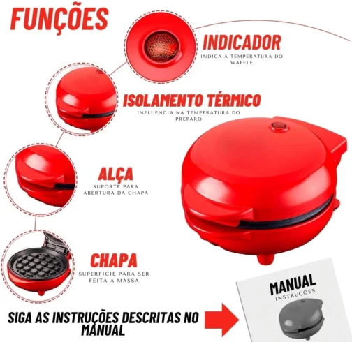 Máquina De Fazer Waffles Elétrica Profissional Antiaderente 110V - Imagem 6
