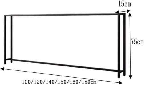 Mesa de console Bilayer – Mesa lateral preta moderna para sala de estar e quarto, design de prateleira dupla, 160 x 15 x 102 cm, mesa de sofá elegante, solução de armazenamento versátil - Imagem 3