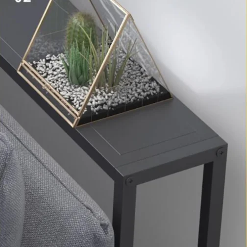 Mesa de console Bilayer – Mesa lateral preta moderna para sala de estar e quarto, design de prateleira dupla, 160 x 15 x 102 cm, mesa de sofá elegante, solução de armazenamento versátil - Imagem 4