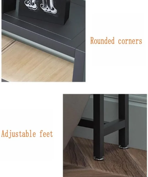 Mesa de console Bilayer – Mesa lateral preta moderna para sala de estar e quarto, design de prateleira dupla, 160 x 15 x 102 cm, mesa de sofá elegante, solução de armazenamento versátil - Imagem 6