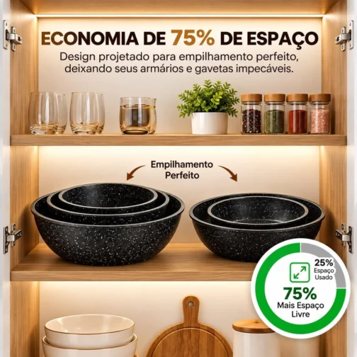 Jogo de Panela 15 Pecas Antiaderente Cabo Removivel Inducao Preto - Imagem 7