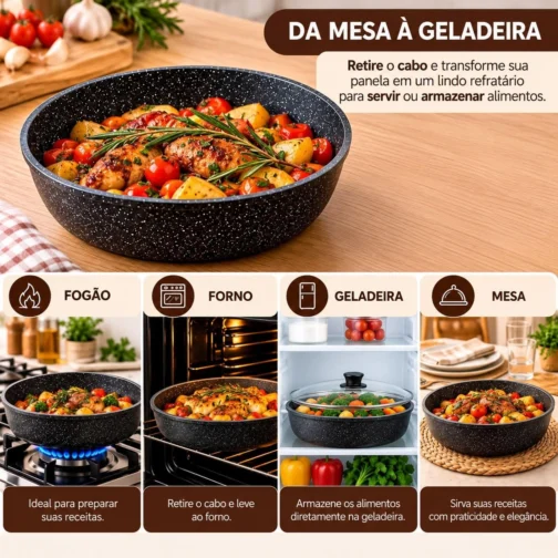 Jogo de Panela 15 Pecas Antiaderente Cabo Removivel Inducao Preto - Imagem 8