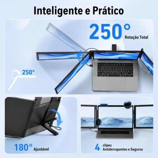 Monitor Portátil para Notebook, Monitor Duplo 14" Polegadas, USB-C FHD 1080P IPS Tela Portátil para Notebook, Extensor de Tela para Notebook Compatível com Windows, PC, MacBook - Imagem 8