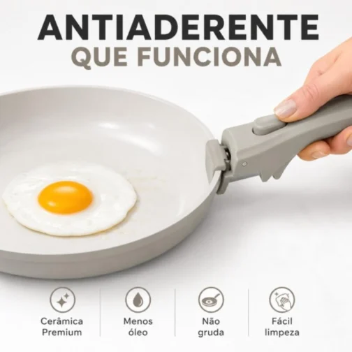 Jogo de Panelas 12 Peças Cerâmica Cabo Removível para Fogão por Indução - Imagem 7