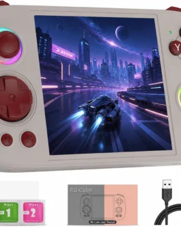 Doriteney RGCube Handheld Game Console Android 13 Game Player 3.95″ IPS 128GB TF Card Unisoc T820 RGB Lighting(Gray)