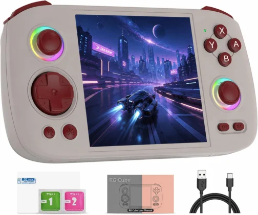 Doriteney RGCube Handheld Game Console Android 13 Game Player 3.95" IPS 128GB TF Card Unisoc T820 RGB Lighting(Gray) - Imagem 2