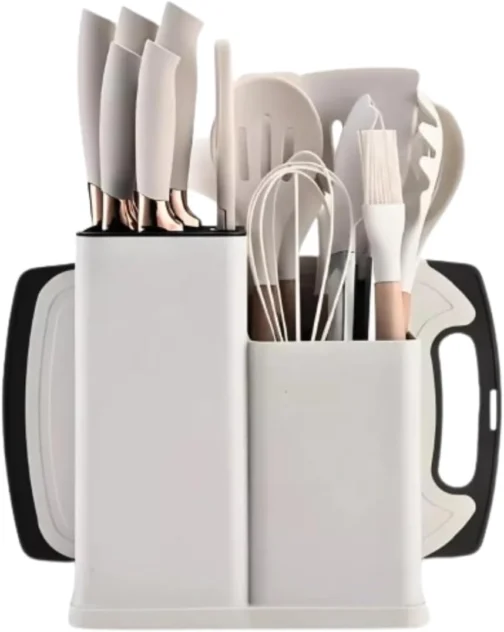 Utensílios para Cozinha Silicone, Kit com 19 Peças, Antiaderente, Organização para Cozinha (Branco) - Imagem 10