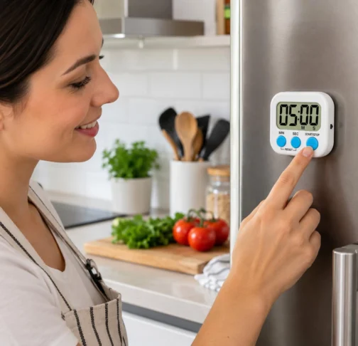Timer Digital de Cozinha com Ímã – Cronômetro Programável com Alarme Sonoro e Display Grande – Cores Sortidas - Imagem 6