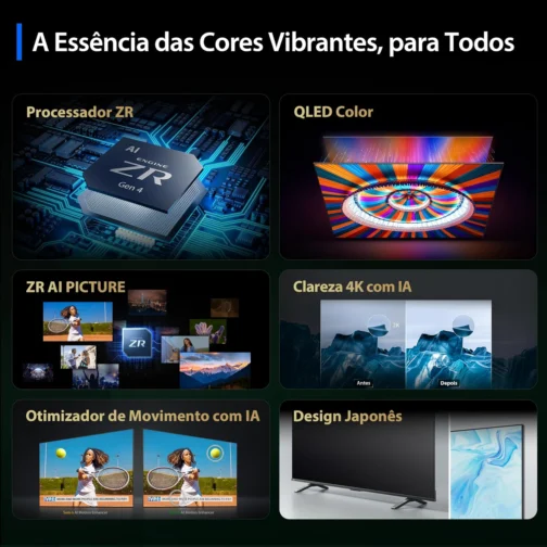 Toshiba Smart TV QLED 4K 75 polegadas M450RS com Processador de AI ZR Dolby Vision Atmos Som Aprimorado por AI Modo Game - Imagem 3