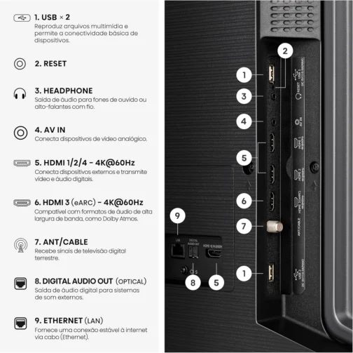 Toshiba Smart TV QLED 4K 75 polegadas M450RS com Processador de AI ZR Dolby Vision Atmos Som Aprimorado por AI Modo Game - Imagem 13