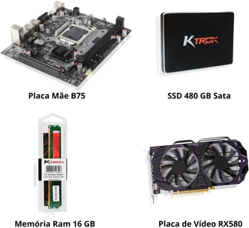 Computador PC Gamer MultiPC Intel Core I5 16GB RAM SSD 480GB GPU RX580 8GB 128 Bits Windows 11 Pro Pc Ideal para Jogos, Estudos, Home Office e Edição - Imagem 2