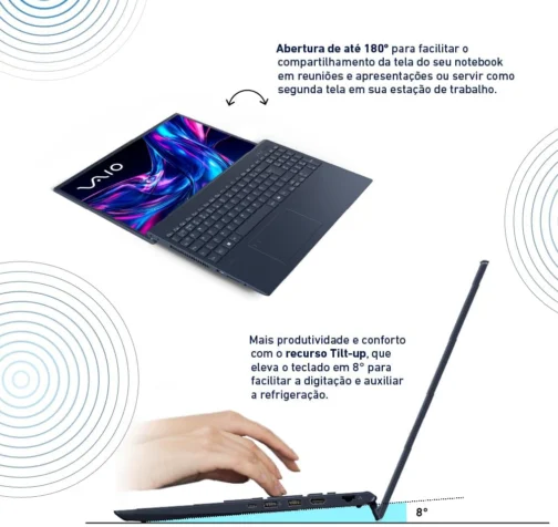 Notebook VAIO FE 16 AMD® Ryzen 7-5825U Linux, 16GB RAM total 256GB SSD Tela 16" IPS WUXGA Antireflexo - Cinza Grafite - JFE69F11X-BSKU670 - Imagem 8