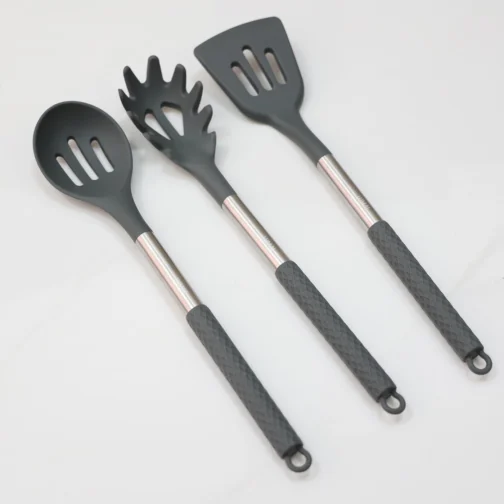 LUMAI Kit Utensílios de Cozinha Inox e Silicone 8 Peças com Suporte - Cinza - Imagem 8