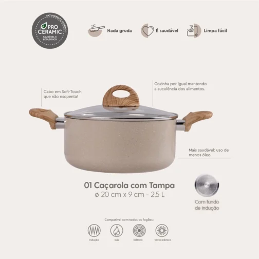 Brinox, Jogo de Panelas 7 peças Smart Plus Areia indução Brinox - Imagem 7