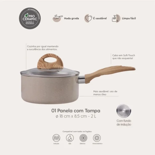 Brinox, Jogo de Panelas 7 peças Smart Plus Areia indução Brinox - Imagem 8