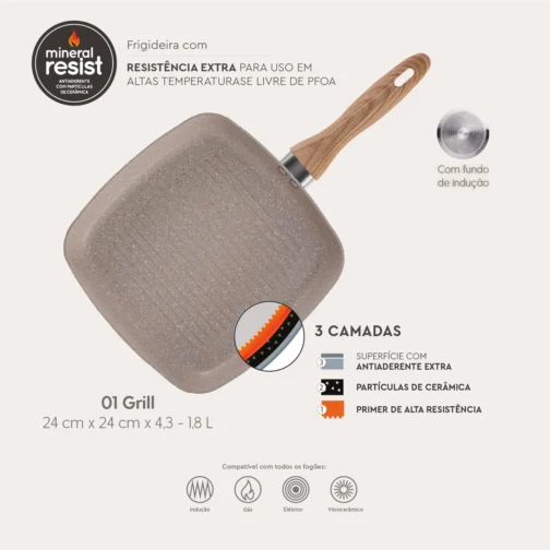 Brinox, Jogo de Panelas 7 peças Smart Plus Areia indução Brinox - Imagem 9