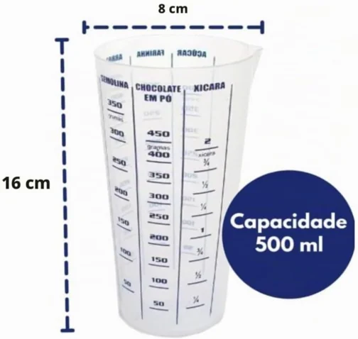 Copo Medidor Dosador 570ml Plástico Transparente com Bico Receitas Cristal - Imagem 3