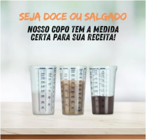 Copo Medidor Dosador 570ml Plástico Transparente com Bico Receitas Cristal - Imagem 4