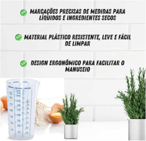 Copo Medidor Dosador 570ml Plástico Transparente com Bico Receitas Cristal - Imagem 5
