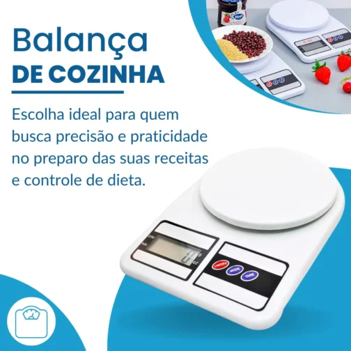Balança de Cozinha Digital Alimentos Comida até 10 kg Alta Precisão - Imagem 2