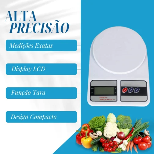 Balança de Cozinha Digital Alimentos Comida até 10 kg Alta Precisão - Imagem 3