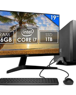 Computador Slim Completo Intel Core i7 16GB SSD 1TB Monitor 19″ 4 Núcleos Super Turbo Pc Hdmi Teclado e Mouse Strong Tech