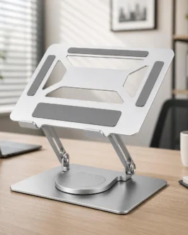 Suporte Notebook Aço Carbono Premium Giratório 360 Ajustável Dobrável Ergonômico para Notebook até 17 Polegadas
