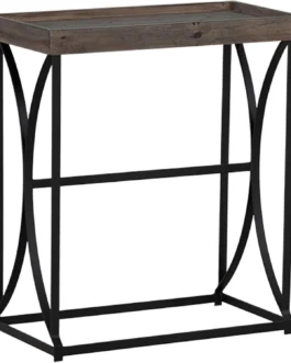 Cortesi Home Consola Luxe em madeira recuperada e aço preto, marrom