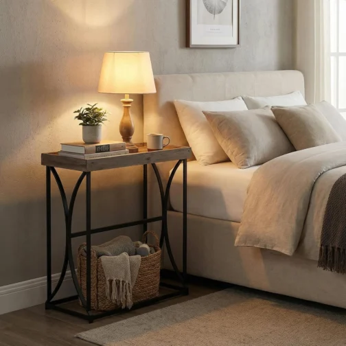 Cortesi Home Consola Luxe em madeira recuperada e aço preto, marrom - Imagem 5