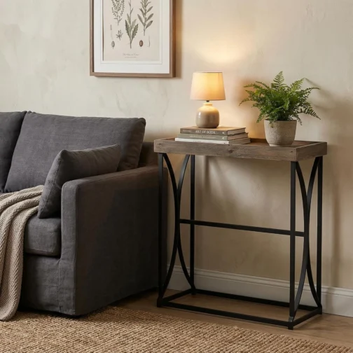 Cortesi Home Consola Luxe em madeira recuperada e aço preto, marrom - Imagem 6