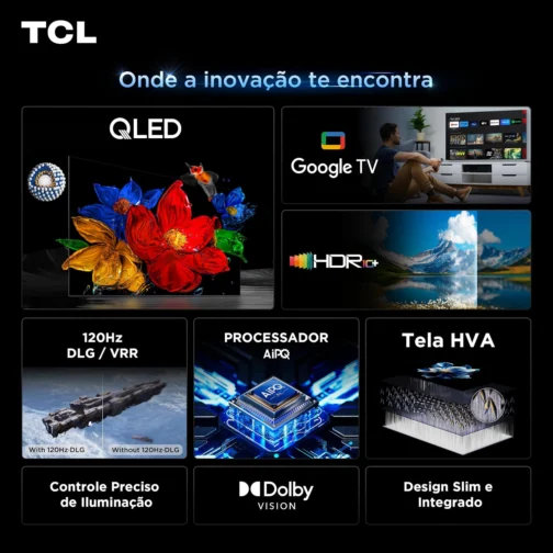 TCL, 55P8LS, ADVANCED 4K QLED, SMART TV 55", Google TV, Controle Preciso de Iluminação e Tela HVA - Imagem 9
