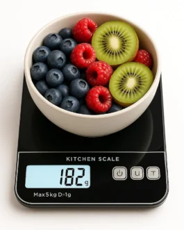 Balança Digital de Cozinha 5kg com Visor LCD, Alta Precisão 1g, Função Tara, Desligamento Automático, Compacta e Antiderrapante – Ideal para Receitas e Dietas