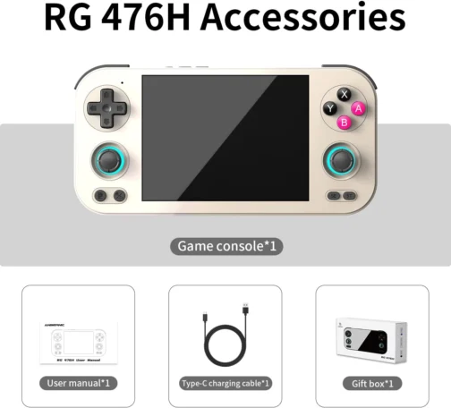 Anbernic RG476H Retro Handheld Game Console 4.7-inch LTPS In-Cell Screen No Card Android 13 System 128G Storage Support AI Functions 3D Hall Effect Joystick WiFi Bluetooth HD and TV Output Grey - Imagem 7