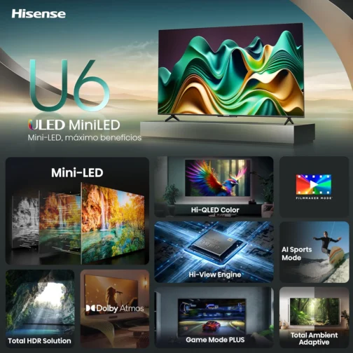 Hisense Smart TV UHD 4K Mini LED 55" Polegadas 55U6N - Imagem 4