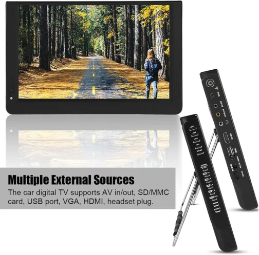 PUSOKEI TV de tela plana pequena, TV LED digital ATSC portátil de 12 polegadas, USB, suporte para cartão SD, entrada HDMI, reprodução de 1080p e ATV/UHF/VHF, inclui controle remoto, suporte e - Imagem 2