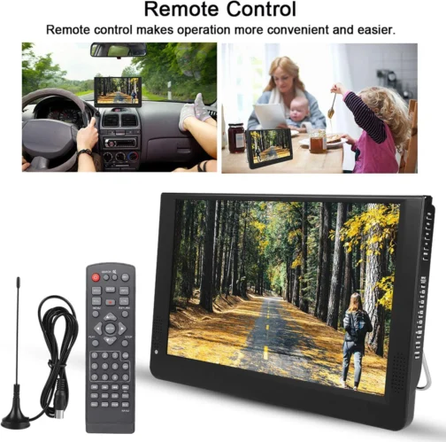 PUSOKEI TV de tela plana pequena, TV LED digital ATSC portátil de 12 polegadas, USB, suporte para cartão SD, entrada HDMI, reprodução de 1080p e ATV/UHF/VHF, inclui controle remoto, suporte e - Imagem 3