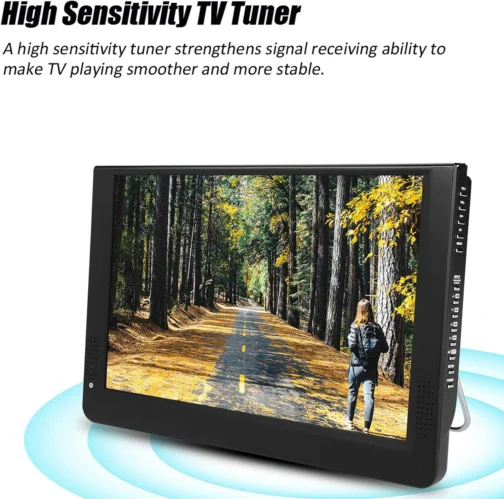 PUSOKEI TV de tela plana pequena, TV LED digital ATSC portátil de 12 polegadas, USB, suporte para cartão SD, entrada HDMI, reprodução de 1080p e ATV/UHF/VHF, inclui controle remoto, suporte e - Imagem 5
