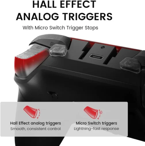 GameSir G7 Pro Controle Gamer Tri-Mode para Xbox, PC e Android Sem Fio 2.4G/Bluetooth e Com Fio Joystick Hall Effect + TMR 1000Hz Polling Rate Botões Macro Giroscópio Vibração 4 Motores Anti-Drift Controle Profissional - Shadow Ember - Imagem 6