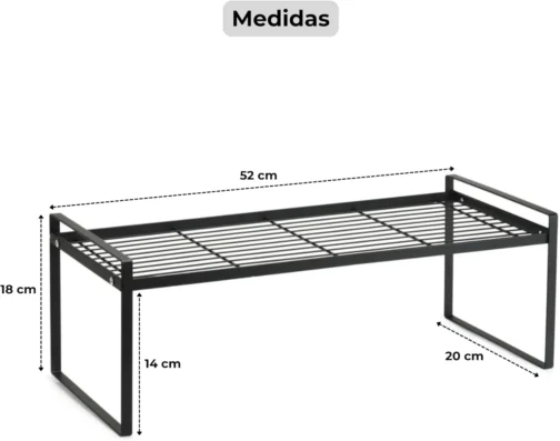 Prateleira Organizadora Aramada para Cozinha Aço Carbono 52x20x18cm Preto - Imagem 2